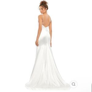 Mac Duggal Ivory Satin Maxi Dress